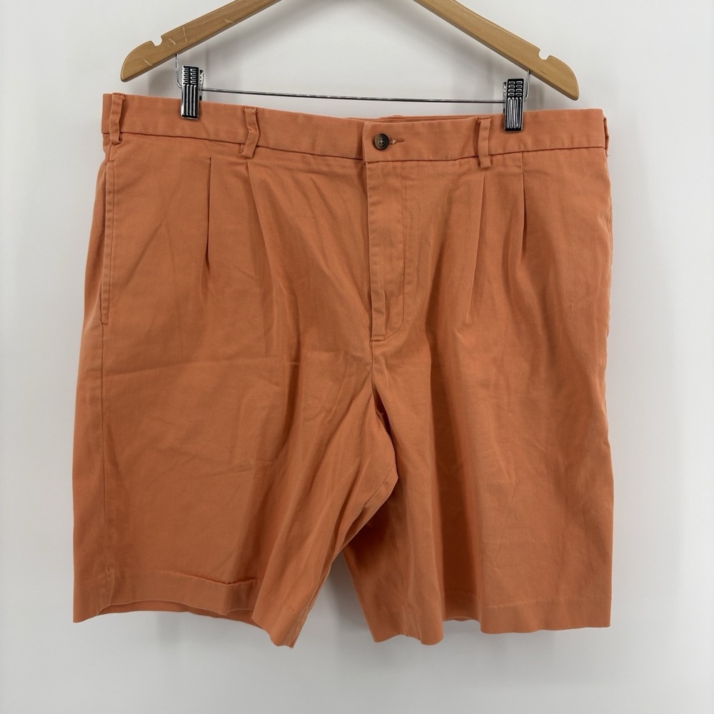 Greg Norman Golf Shorts Mens 40 Orange Stretch Performance 10 Inseam Pleated